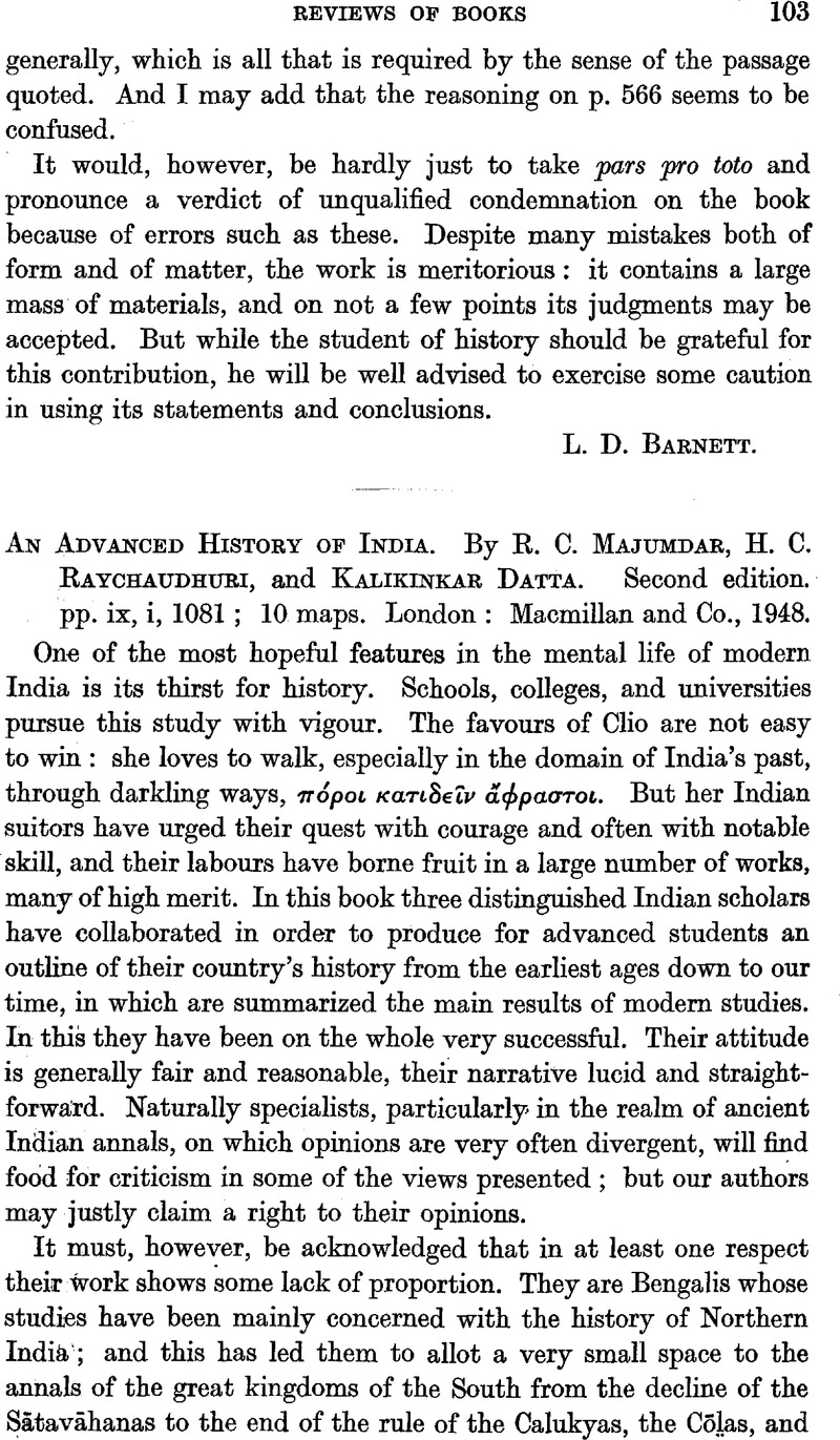 An Advanced History Of India By R C Majumdar H C Raychaudhuri And Kalikinkar Datta Second Edition Pp Ix I 1081 10 Maps London Macmillan And Co 1948 Journal Of The Royal Asiatic Society Cambridge Core