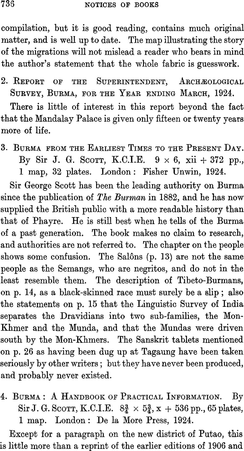 Books On Burma And Siam Reviewed By R Grant Brown 3 Burma From The Earliest Times To The Present Day By Sirj G Scott K C I E 9 6 Xii 372