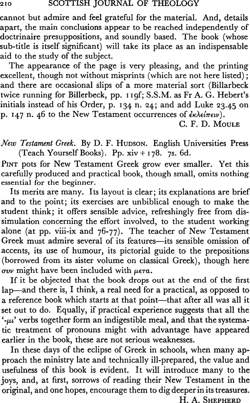 New Testament Greek By D F Hudson English Universities - 