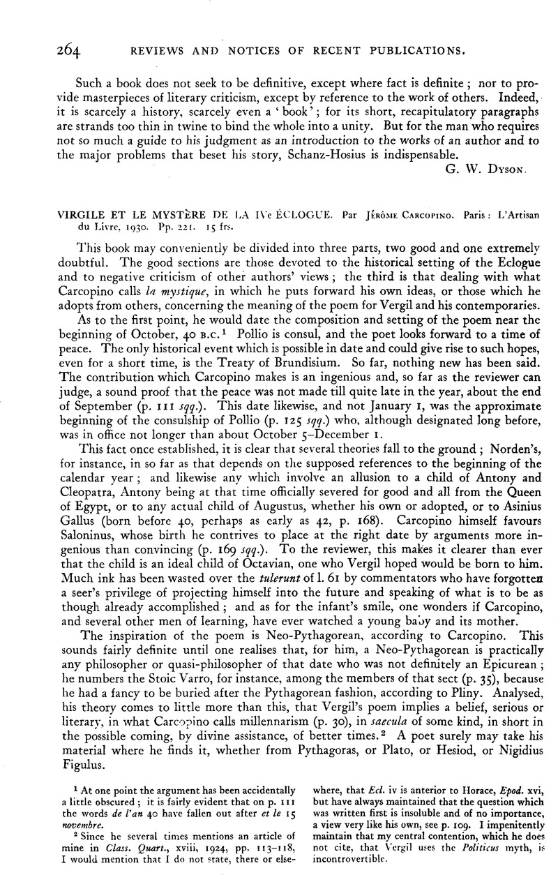 Virgile Et Le Mystere De La Ive Eclogue Par Jerome Carcopino Paris L Artisan Du Livre 1930 Pp 221 15 Frs The Journal Of Roman Studies Cambridge Core