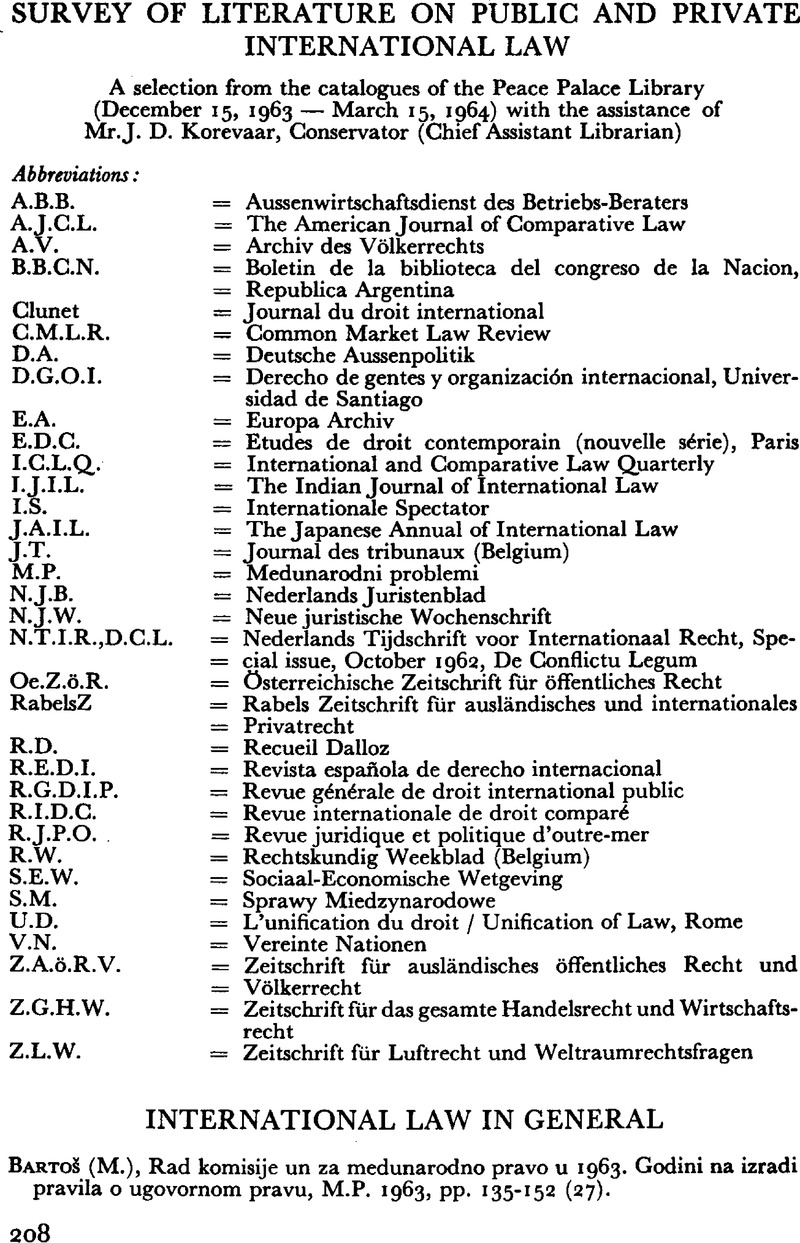 Period December 15 1963 March 15 1964 Netherlands International Law Review Cambridge Core