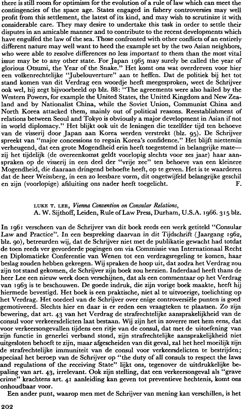 Luke T Lee Vienna Convention On Consular Relations A W Sijthoff Leiden Rule Of Law Press Durham U S A 1966 315 Blz Netherlands International Law Review Cambridge Core