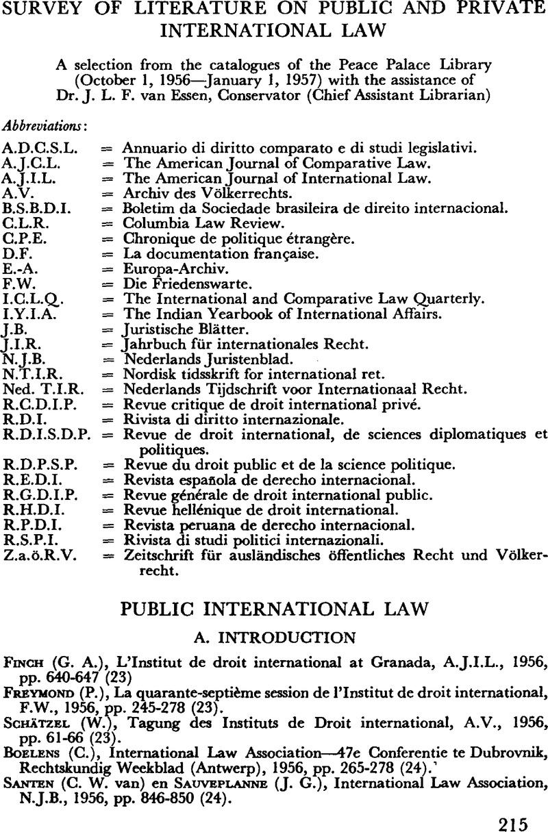 Period October 1 1956 January 1 1957 Netherlands International Law Review Cambridge Core