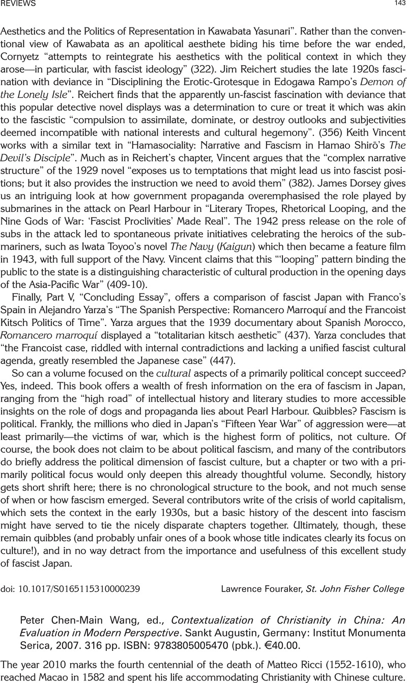 Peter Chen Main Wang Ed Contextualization Of Christianity In China An Evaluation In Modern Perspective Sankt Augustin Germany Institut Monumenta Serica 07 316 Pp Isbn Pbk 40 00 Itinerario Cambridge Core