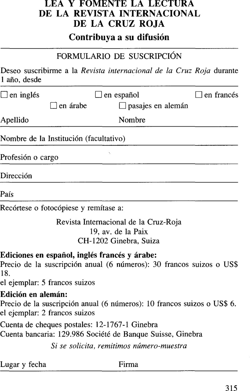 Rcs Volume 15 Issue 99 Cover And Back Matter Revista Internacional De La Cruz Roja Cambridge Core