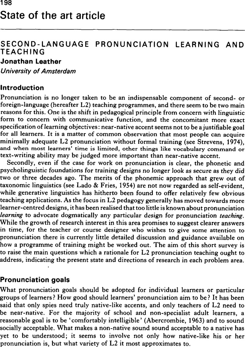 PDF) Proceedings of the 4th Pronunciation in Second Language Learning and  Teaching Conference