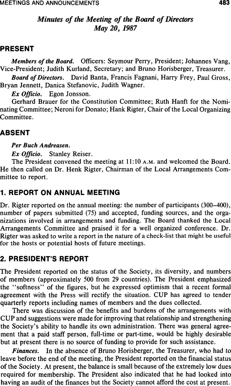 Minutes of the Meeting of the Board of Directors May 28, 28