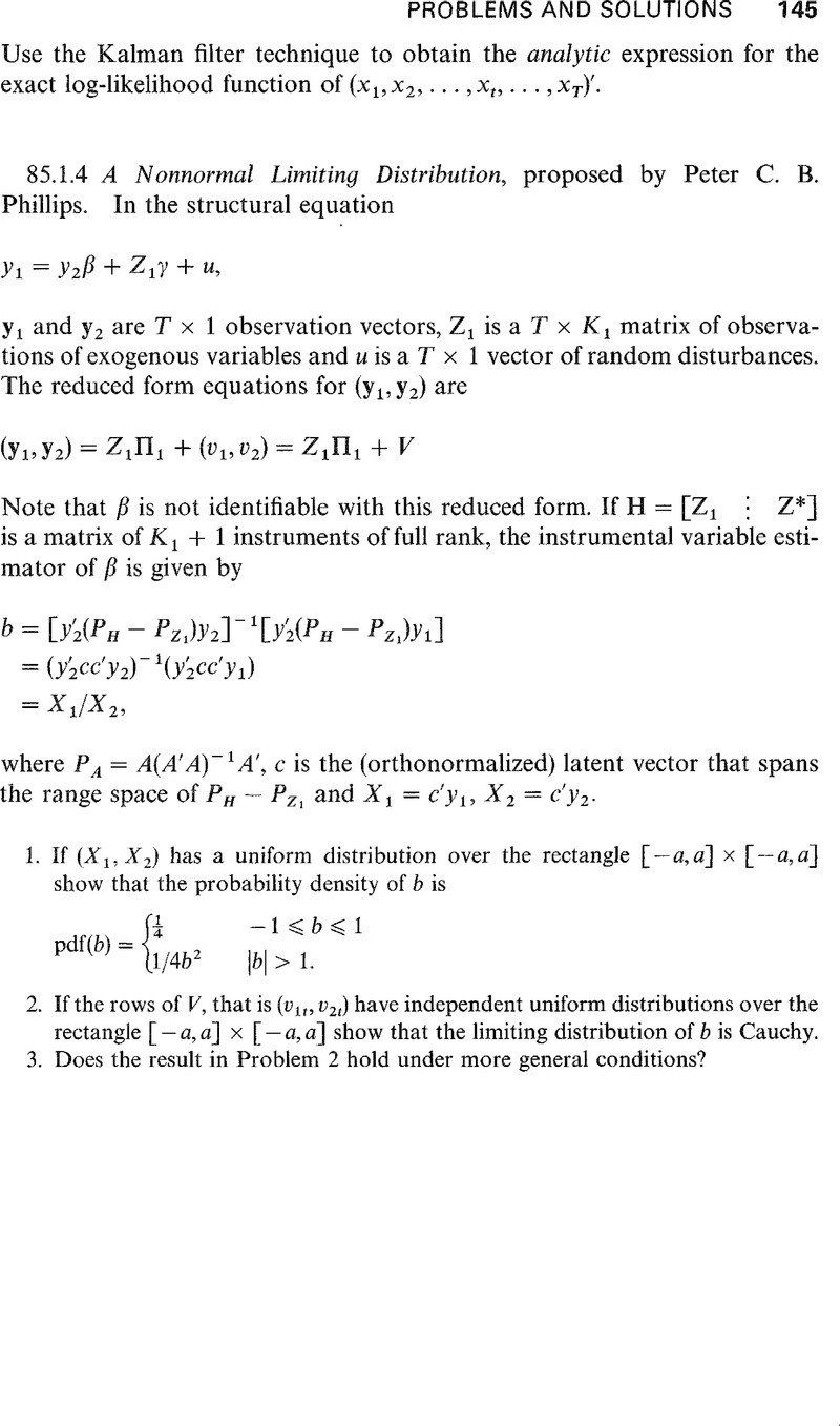 A Nonnormal Limiting Distribution Econometric Theory Cambridge Core
