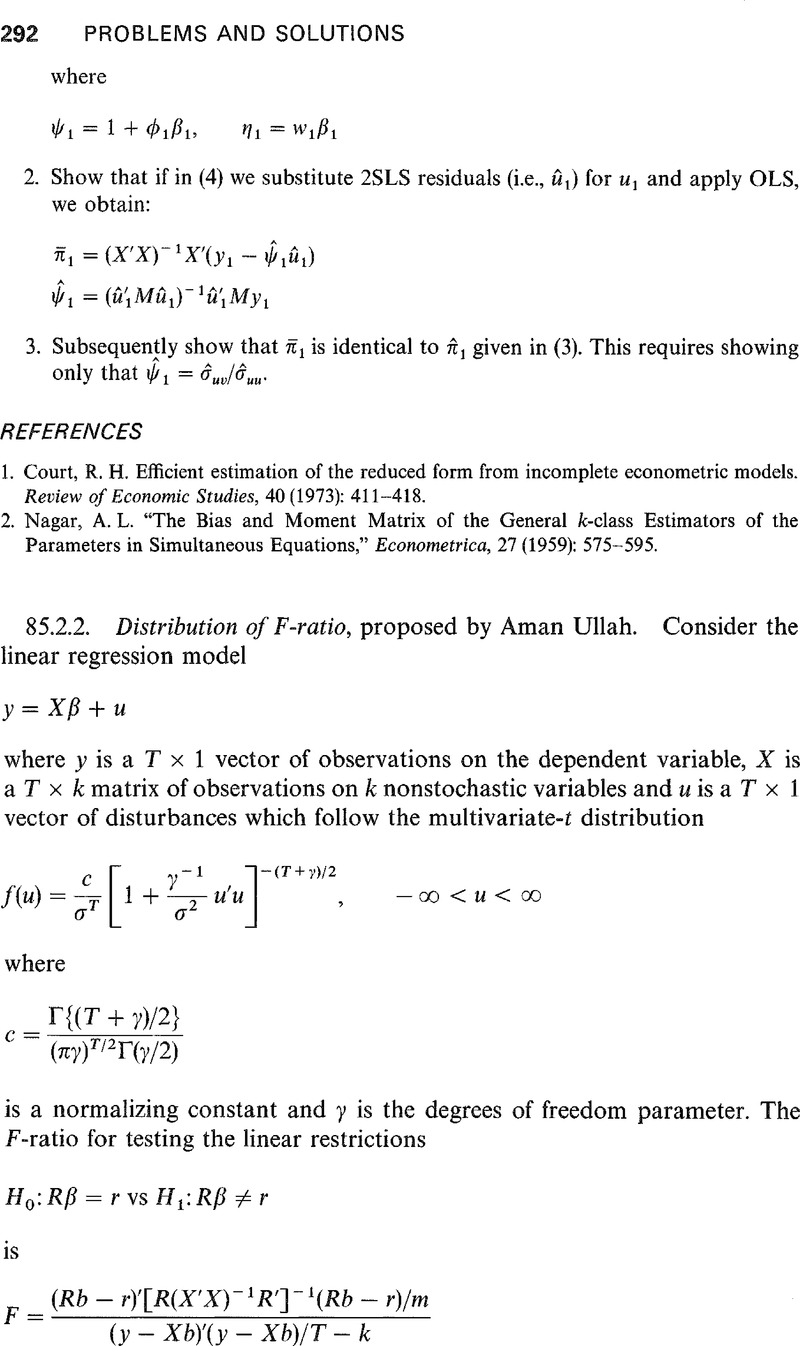 Distribution Of F Ratio Econometric Theory Cambridge Core