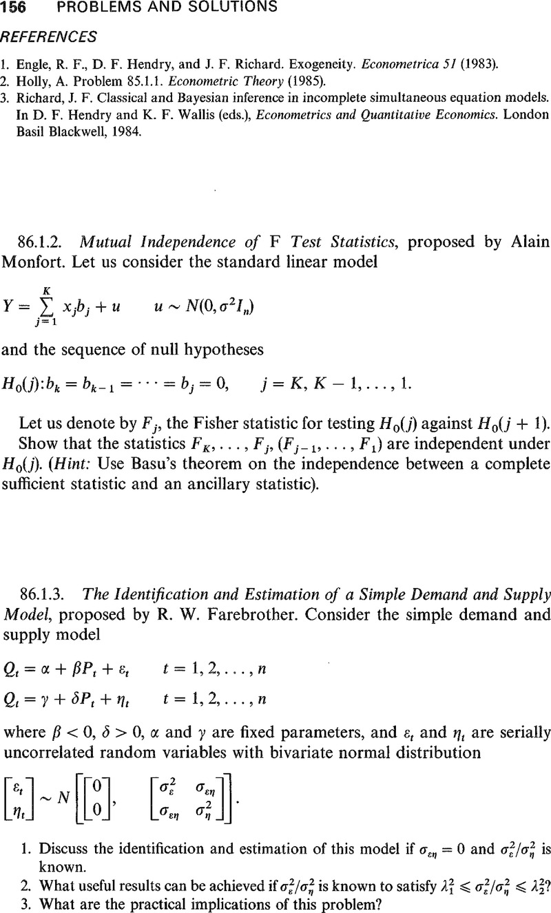 Mutual Independence Of F Test Statistics Econometric Theory Cambridge Core