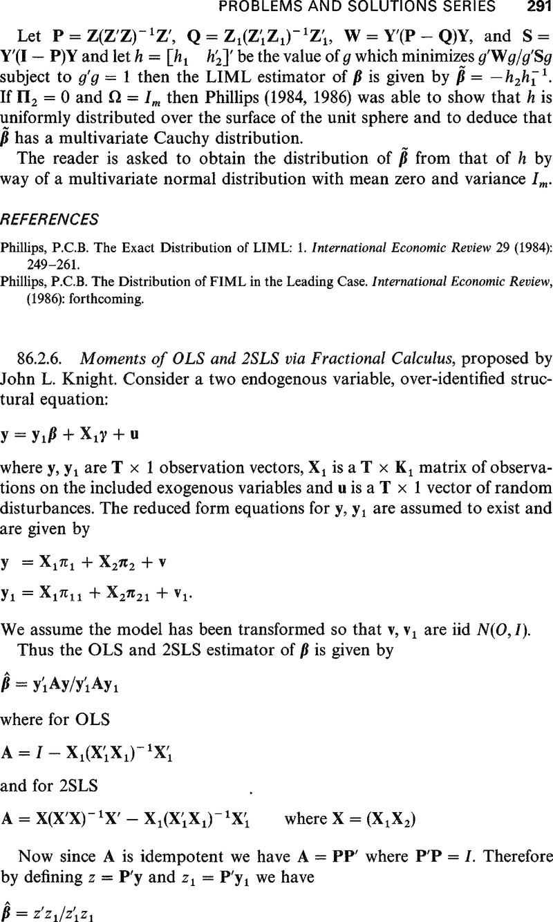 Moments Of Ols And 2sls Via Fractional Calculus Econometric Theory Cambridge Core