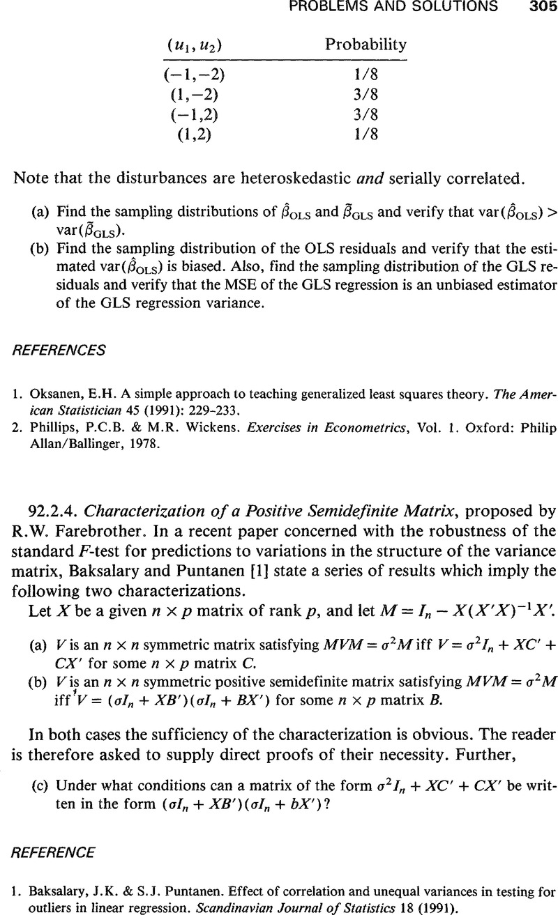 Characterization Of A Positive Semidefinite Matrix Econometric Theory Cambridge Core