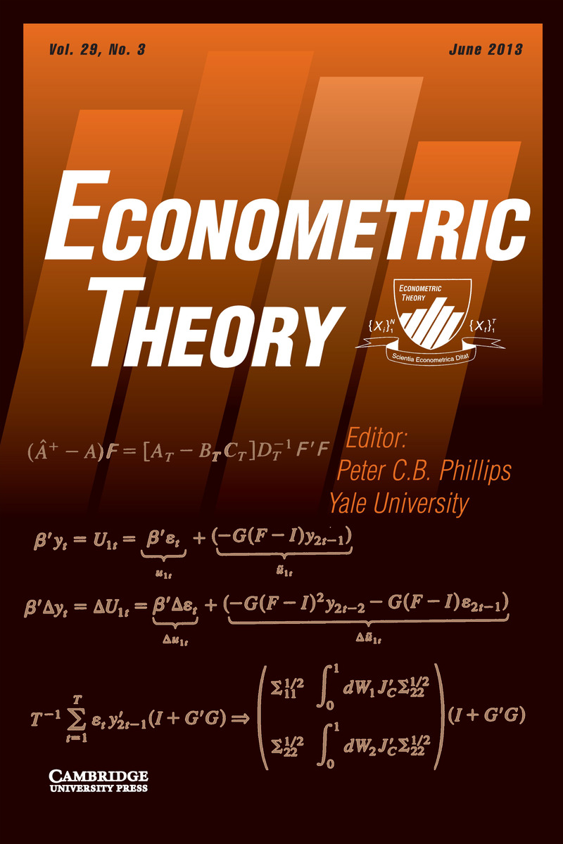 Ect Volume 29 Issue 3 Cover And Front Matter Econometric Theory Cambridge Core
