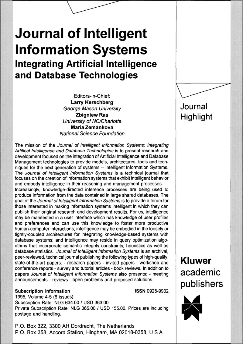 Ker Volume 10 Issue 1 Cover And Back Matter The Knowledge Engineering Review Cambridge Core