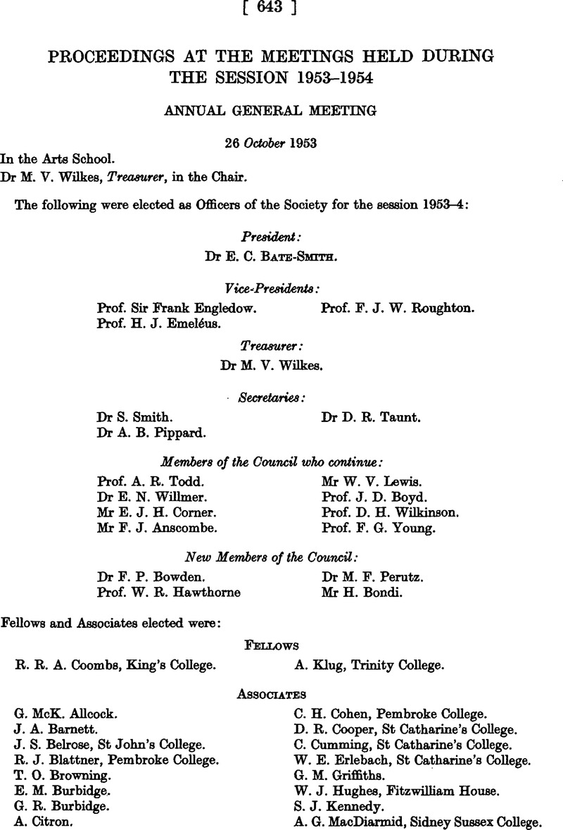 Proceedings At The Meetings Held During The Session 1953 1954 Mathematical Proceedings Of The Cambridge Philosophical Society Cambridge Core