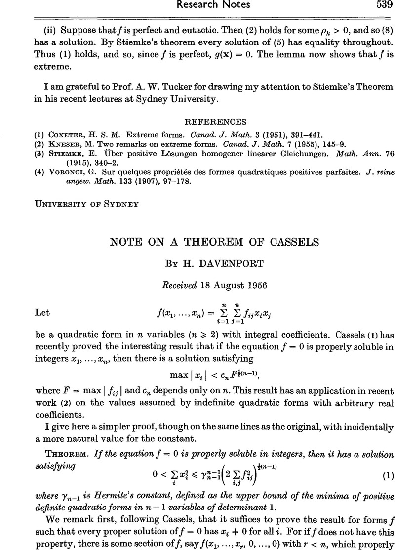 Note On A Theorem Of Cassels Mathematical Proceedings Of The Cambridge Philosophical Society Cambridge Core