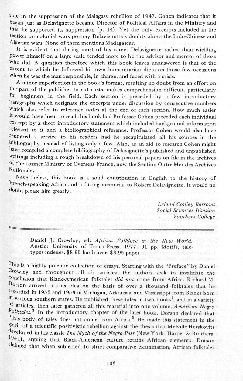 Daniel J Crowley Ed African Folklore In The New World Austin University Of Texas Press 1977 91 Pp Motifs Taletypes Indexes 8 95 Hardcover 3 95 Paper Asa Review Of Books Cambridge Core