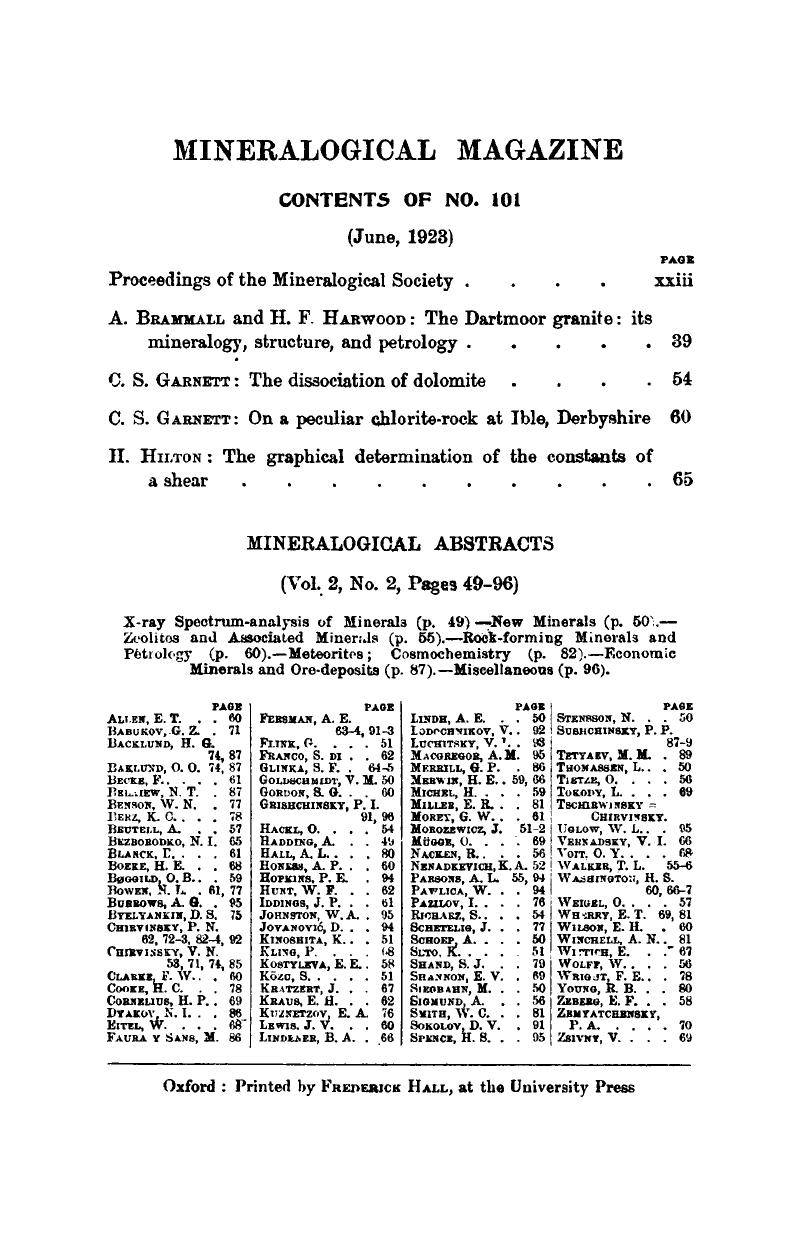 Mma Volume Issue 101 Cover And Front Matter Mineralogical Magazine And Journal Of The Mineralogical Society Cambridge Core