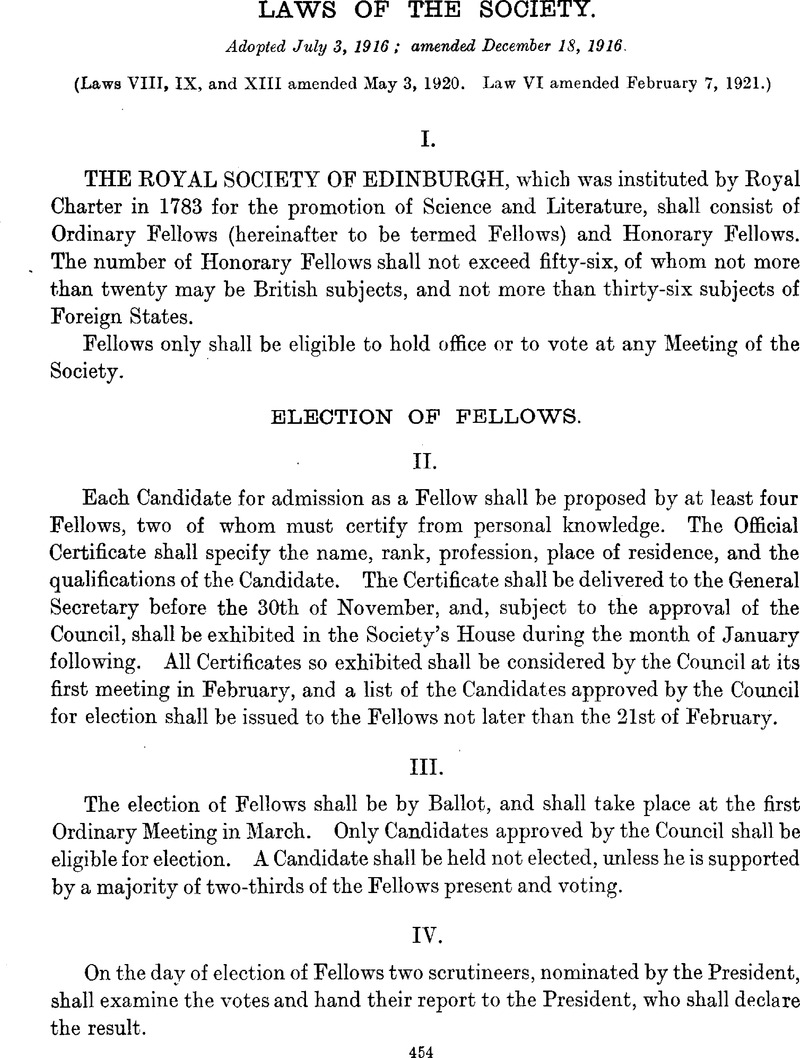 Election of Fellows of the Royal Society