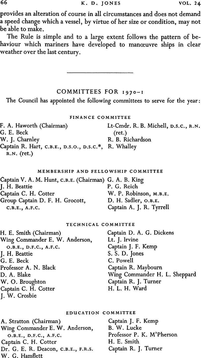 Committees For 1970 1 The Journal Of Navigation Cambridge Core