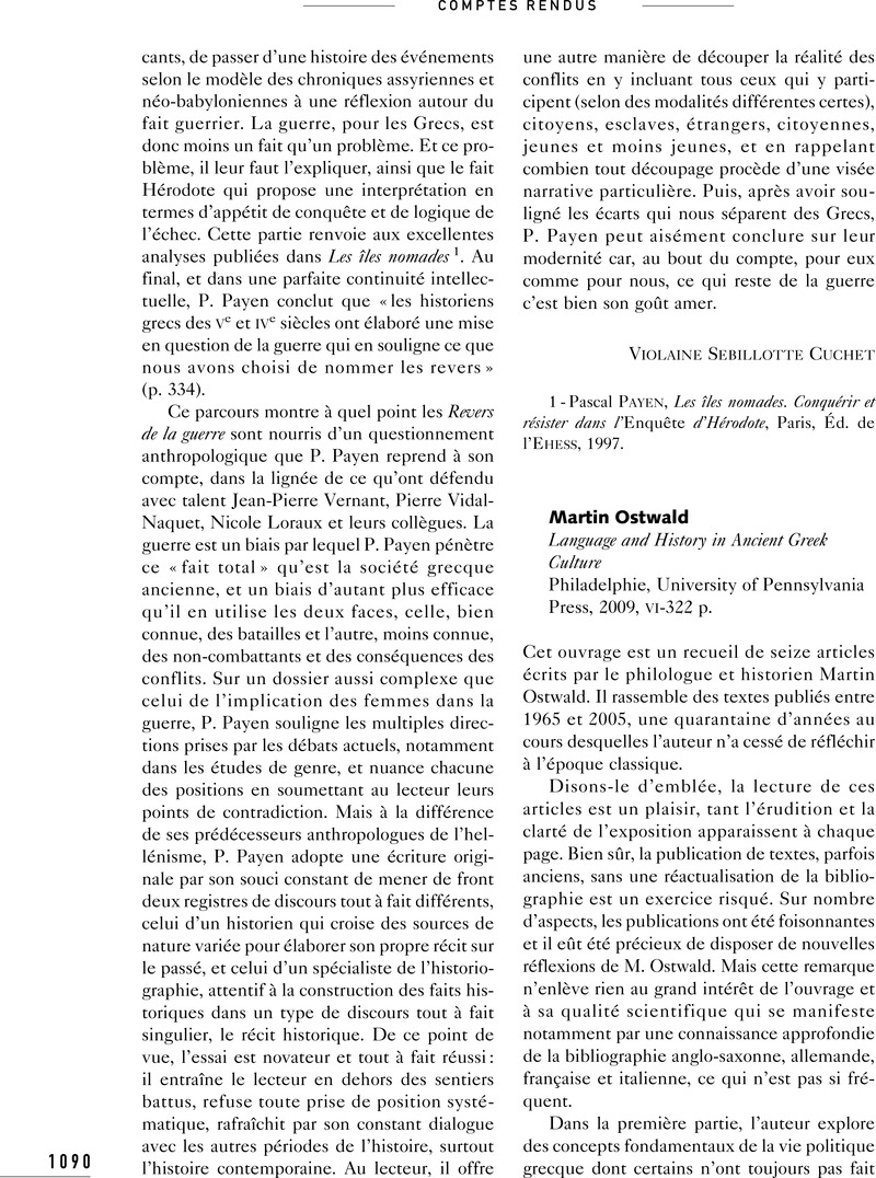 Martin Ostwald Language And History In Ancient Greek Culture Philadelphie University Of Pennsylvania Press 09 Vi 322 P Annales Histoire Sciences Sociales Cambridge Core