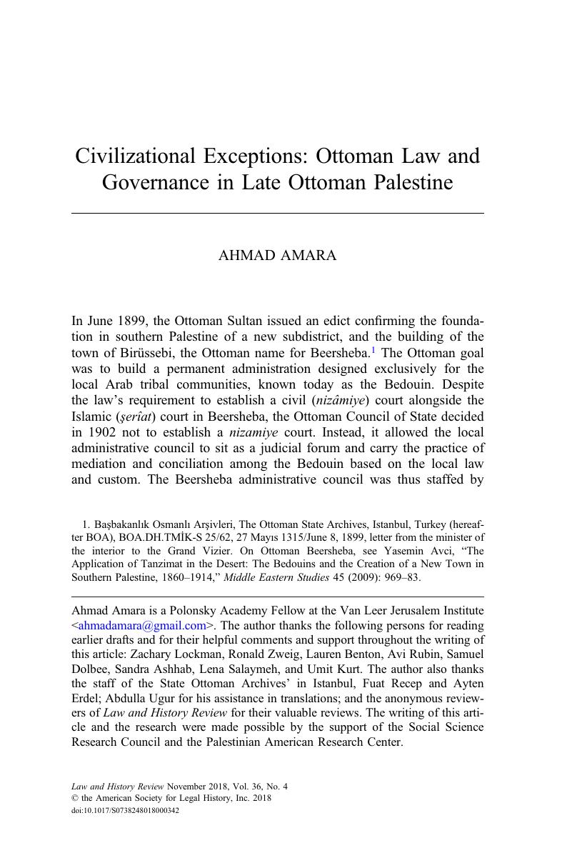 Civilizational Exceptions Ottoman Law And Governance In - 