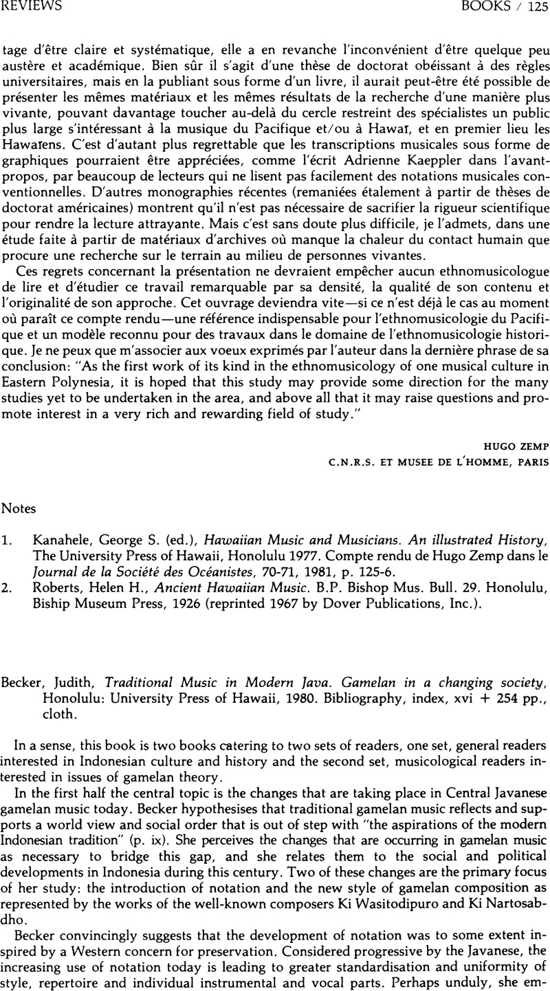 Judith Becker Traditional Music In Modern Java Gamelan In A Changing Society Honolulu University Press Of Hawaii 1980 Bibliography Index Xvi 254 Pp Cloth Yearbook For Traditional Music Cambridge Core