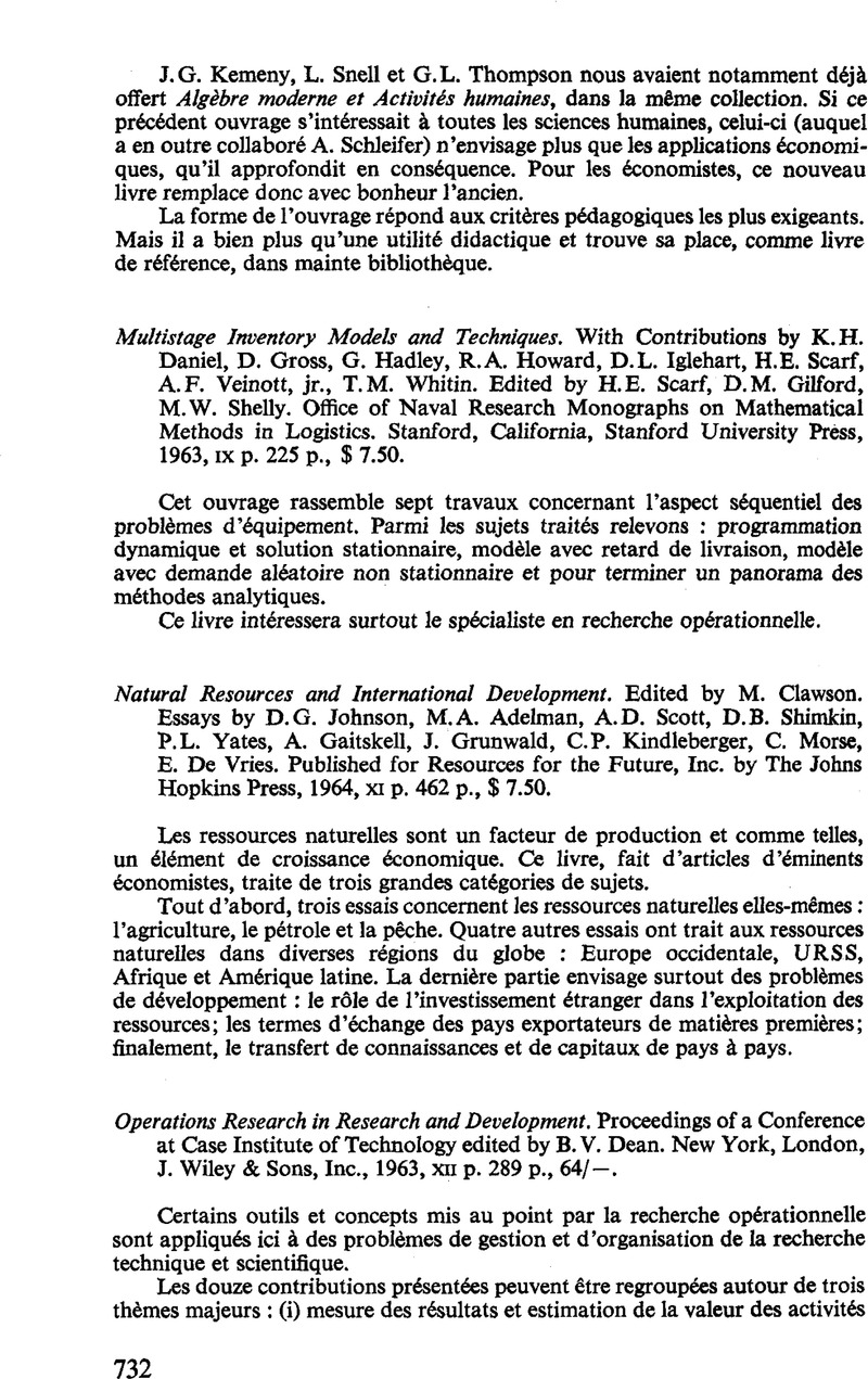 Operations Research In Research And Development Proceedings Of A Conference At Case Institute Of Technology Edited By B V Dean New York London J Wiley Sons Inc 1963 Xii P 2 P