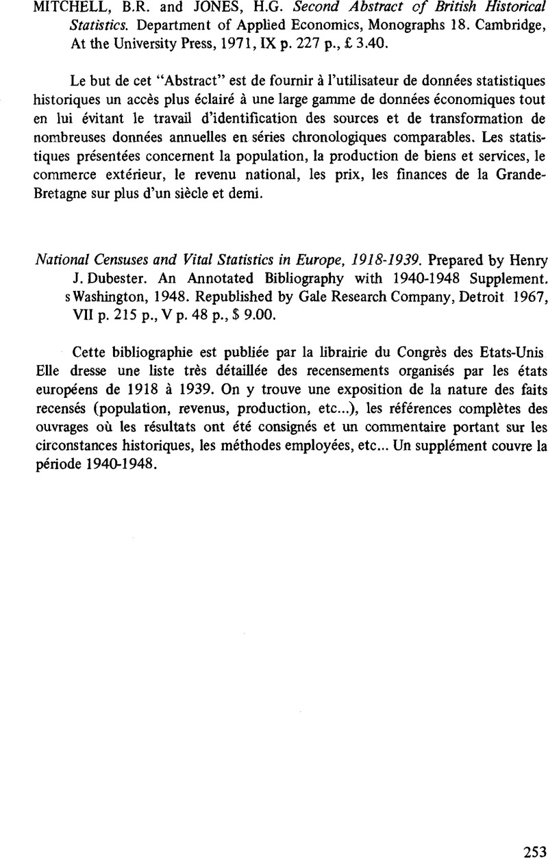 National Censuses And Vital Statistics In Europe 1918 1939 Prepared By Henry J Dubester An Annotated Bibliography With 1940 1948 Supplement S Washington 1948 Republished By Gale Research Company Detroit 1967 Vii P 215