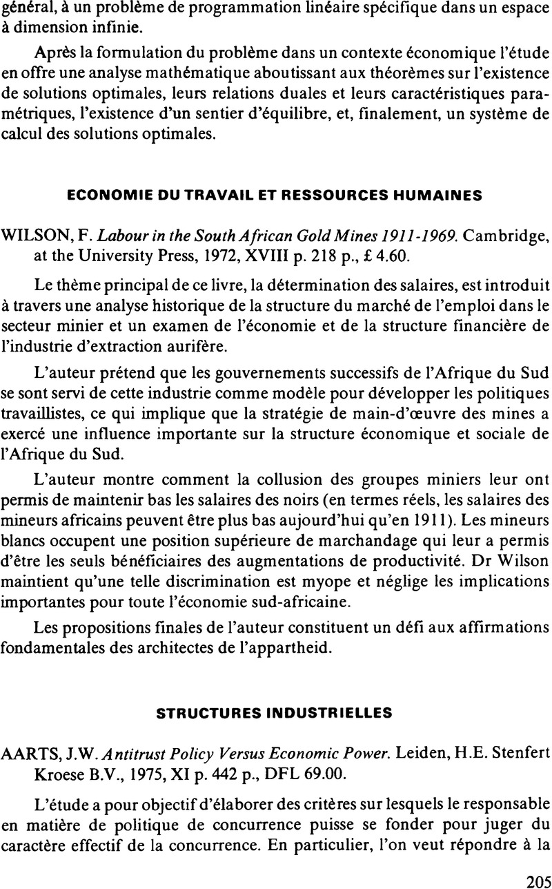 J W rts Antitrust Policy Versus Economic Power Leiden H E Stenfert Kroese B V 1975 Xi P 442 P Dfl 69 00 Recherches Economiques De Louvain Louvain Economic Review Cambridge Core