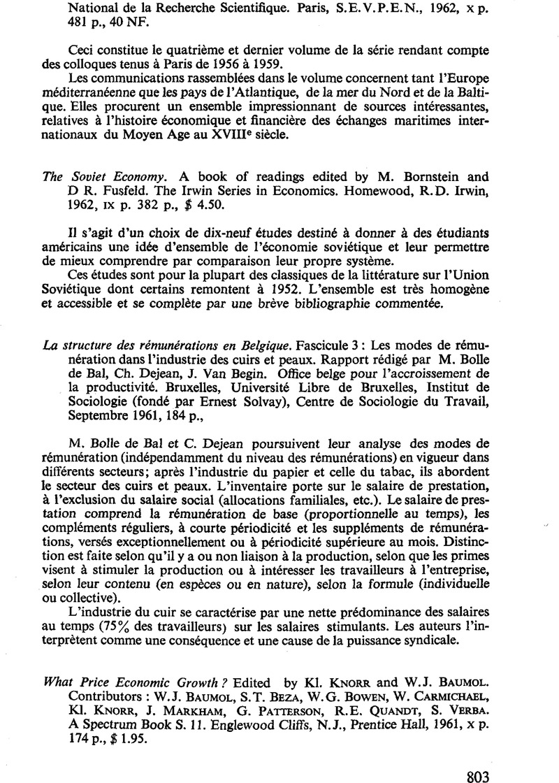 The Soviet Economy A Book Of Readings Edited By M Bornstein And D R Fusfeld The Irwin Series In Economics Homewood R D Irwin 1962 Ix P 3 P 4 50 Recherches
