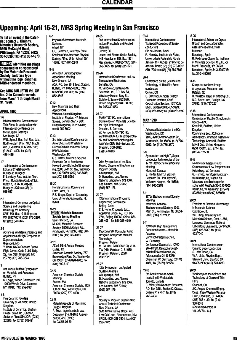 Upcoming April 16 21 Mrs Spring Meeting In San Francisco Mrs Bulletin Cambridge Core