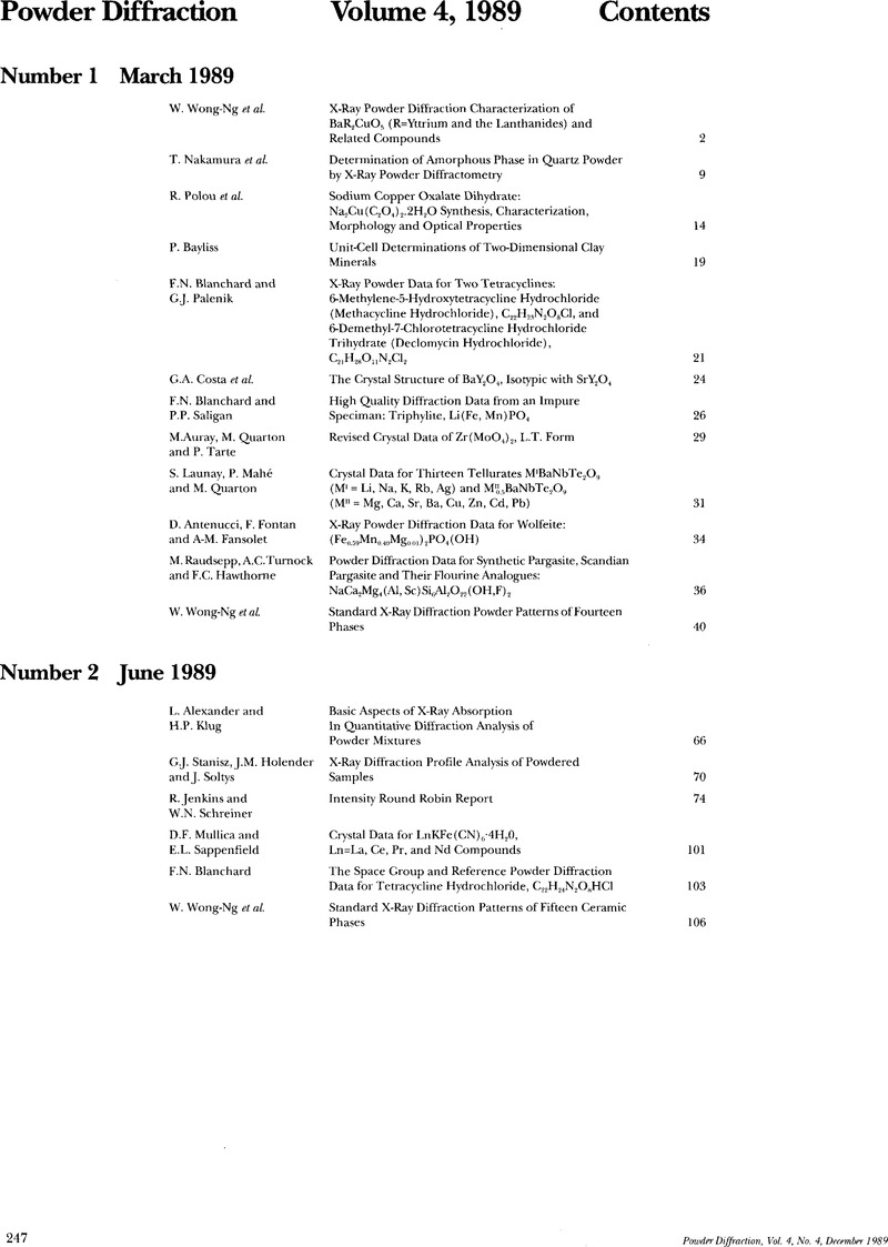 Volume 4 19 Contents Powder Diffraction Cambridge Core