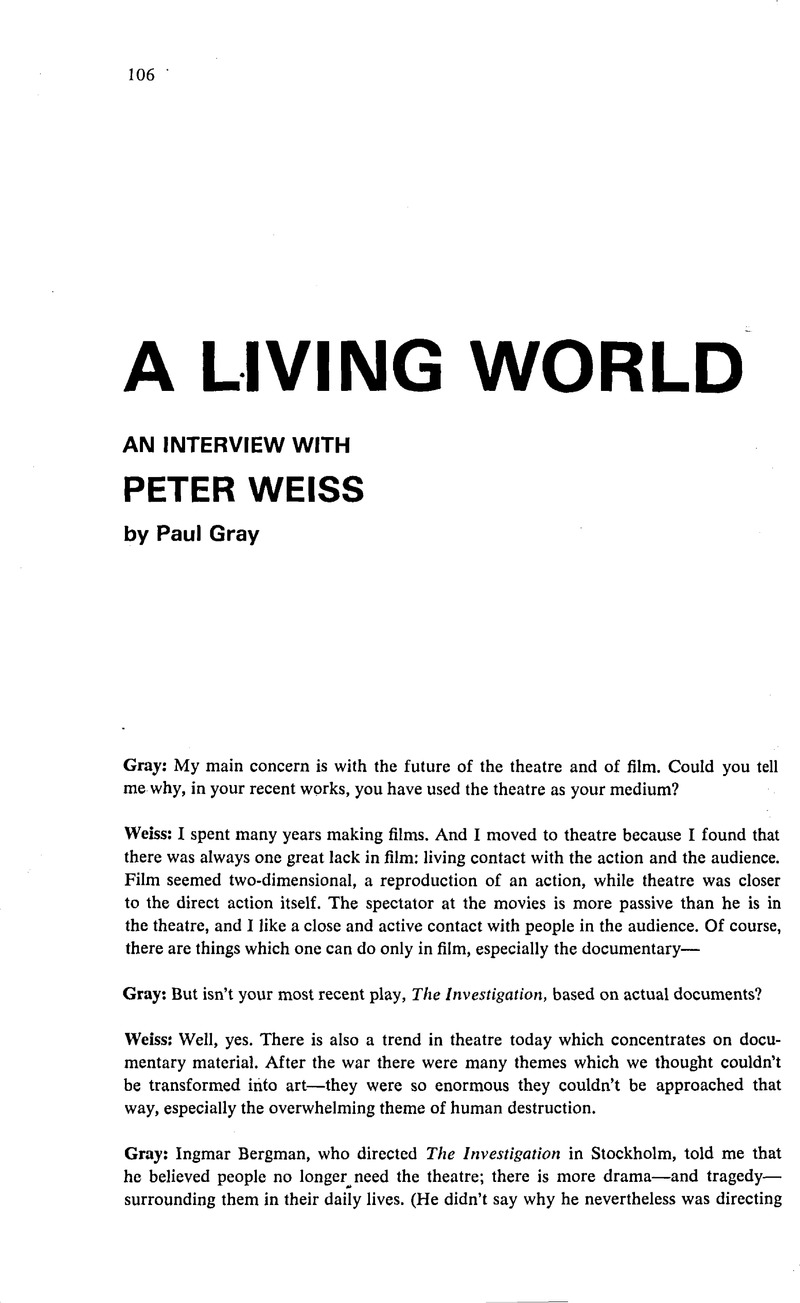 peter weiss the investigation