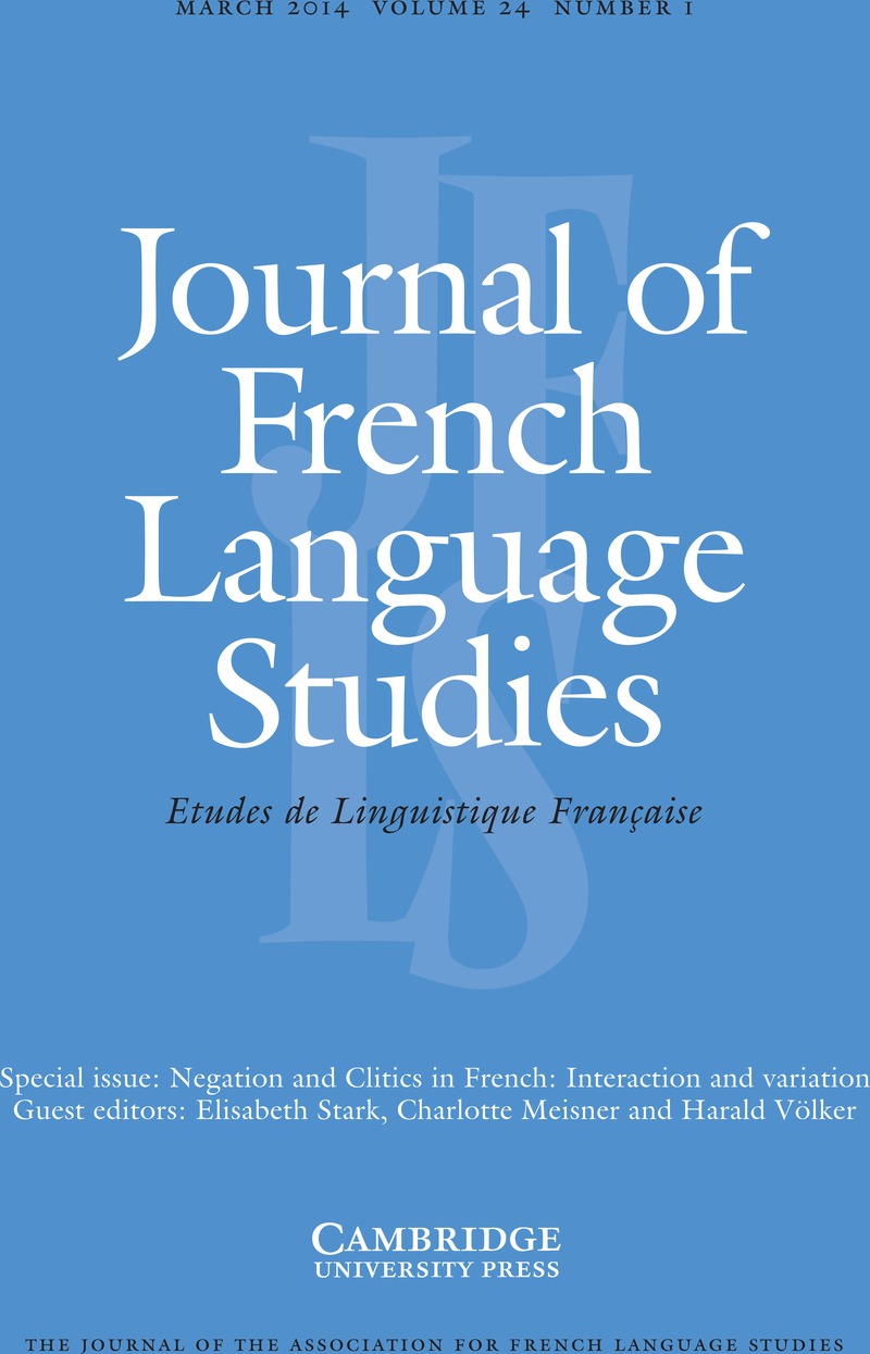 Jfl Volume 24 Issue 1 Cover And Front Matter Journal Of French Language Studies Cambridge Core