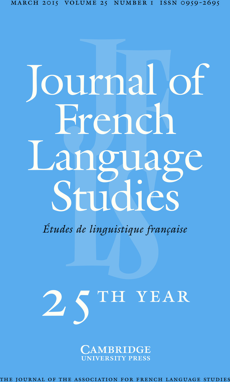Jfl Volume 25 Issue 1 Cover And Front Matter Journal Of French Language Studies Cambridge Core