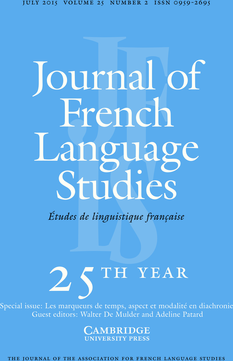 Jfl Volume 25 Issue 2 Cover And Front Matter Journal Of French Language Studies Cambridge Core