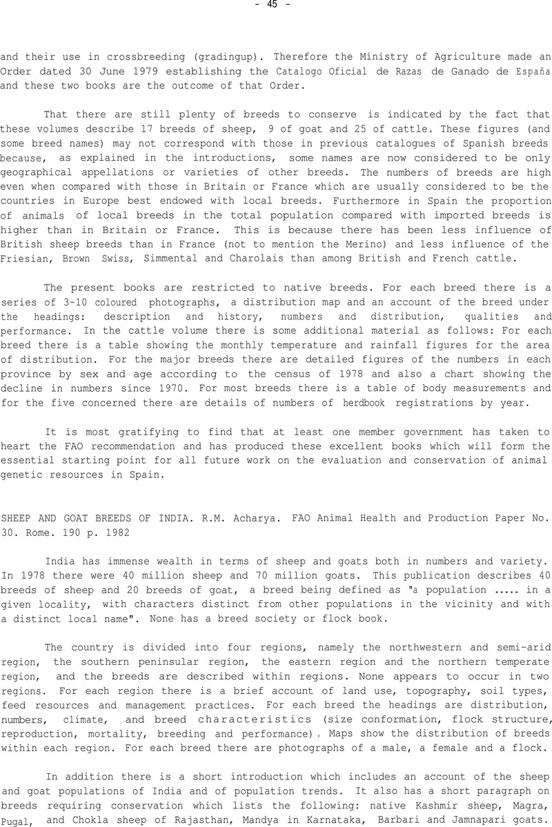 Sheep And Goat Breeds Of India R M Acharya Fao Animal Health And Production Paper No 30 Rome 190 P 19 Animal Genetic Resources Resources Genetiques Animales Recursos Geneticos Animales Cambridge Core