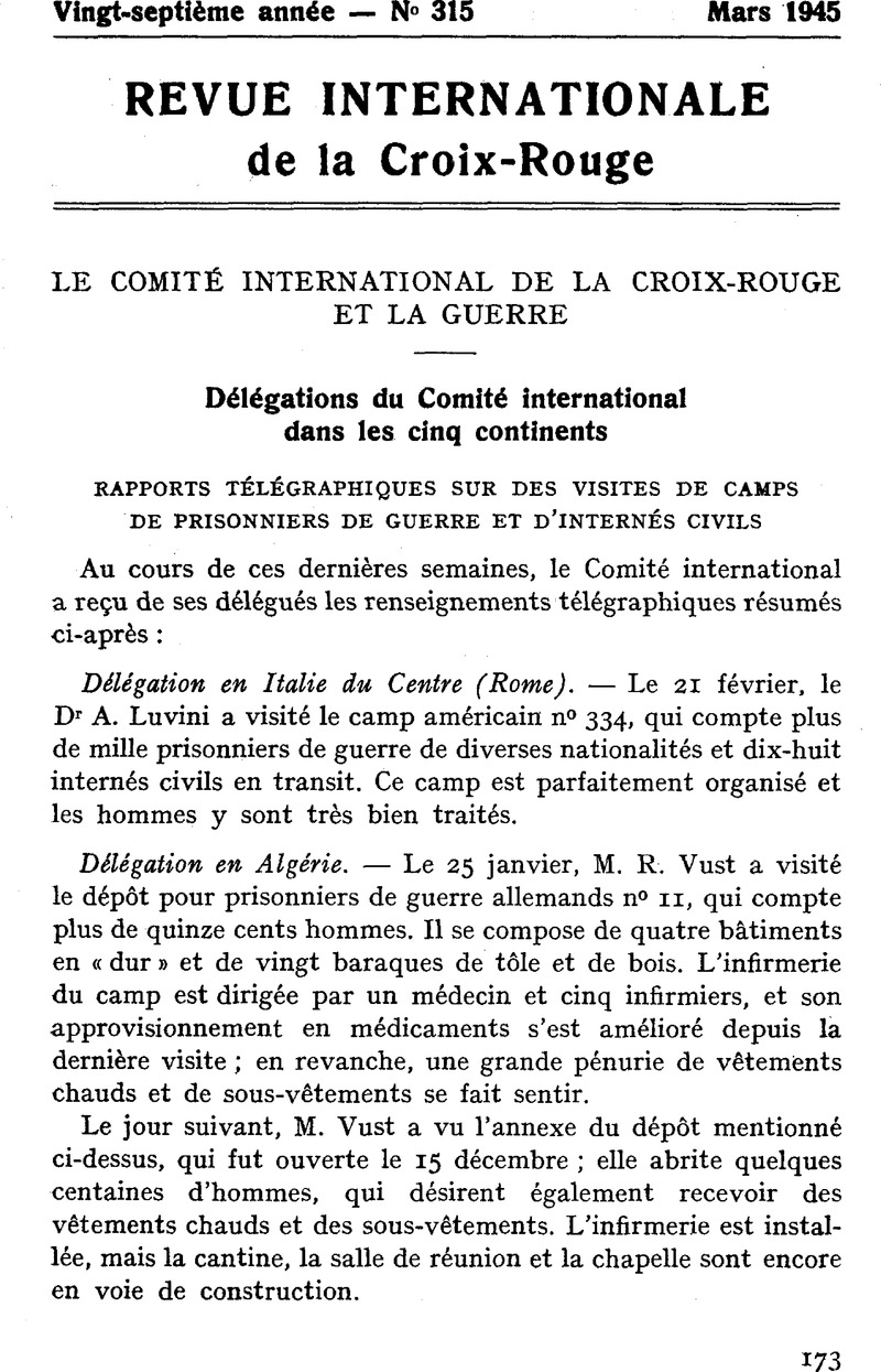 Délégations Du Comité International Dans Les Cinq Continents - 