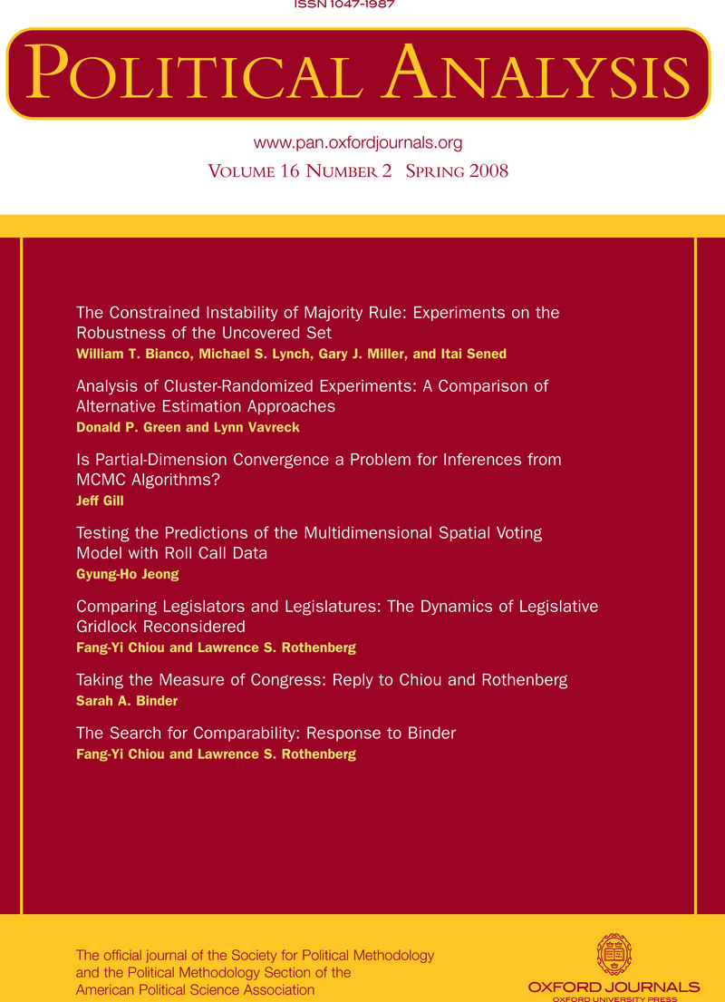 gaffel dør reparere PAN volume 16 issue 2 Cover and Front matter | Political Analysis |  Cambridge Core
