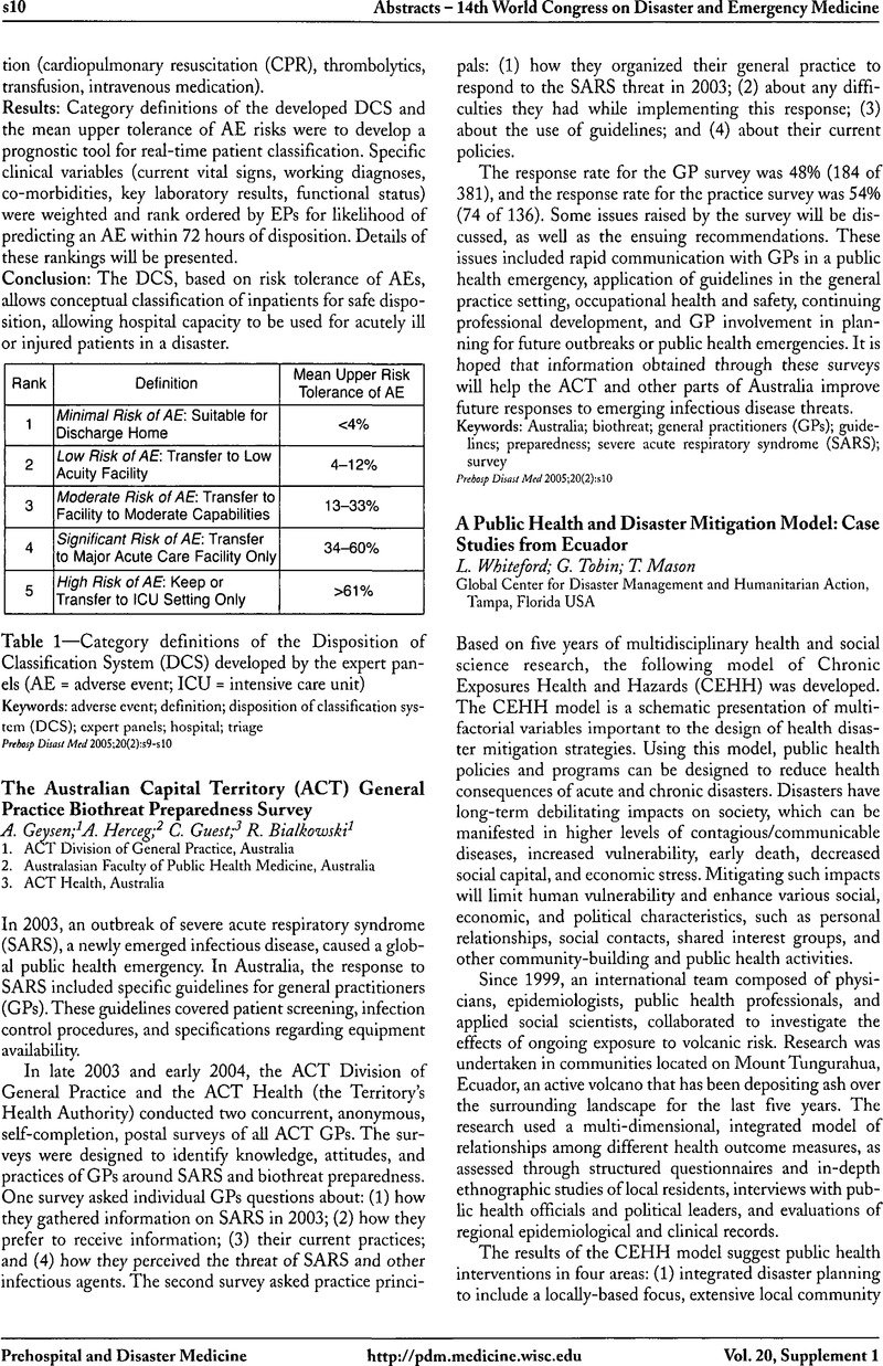 A Public Health And Disaster Mitigation Model Case Studies From Ecuador Prehospital And Disaster Medicine Cambridge Core