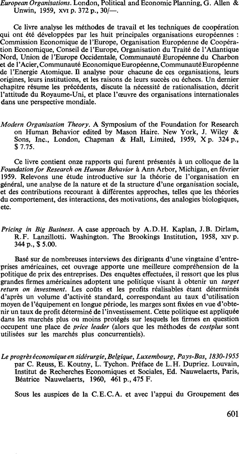 Modern Organisation Theory A Symposium Of The Foundation For Research On Human Behavior Edited By Mason Haire New York J Wiley Sons Inc London Chapman Hall Limited 1959 X P