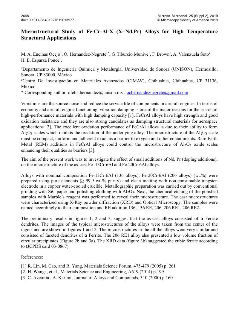 Microstructural Study Of Fe Cr Al X X Nd Pr Alloys For High Temperature Structural Applications Microscopy And Microanalysis Cambridge Core