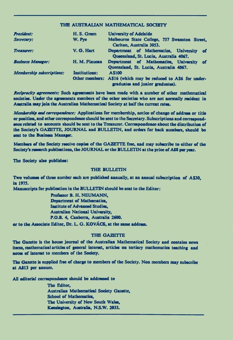 Jaz Volume Issue 4 Cover And Back Matter Journal Of The Australian Mathematical Society Cambridge Core