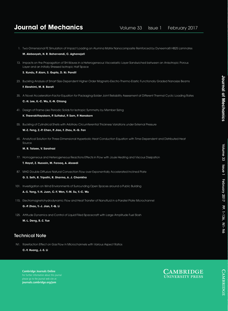 Jom Volume 33 Issue 1 Cover And Back Matter Journal Of Mechanics Cambridge Core