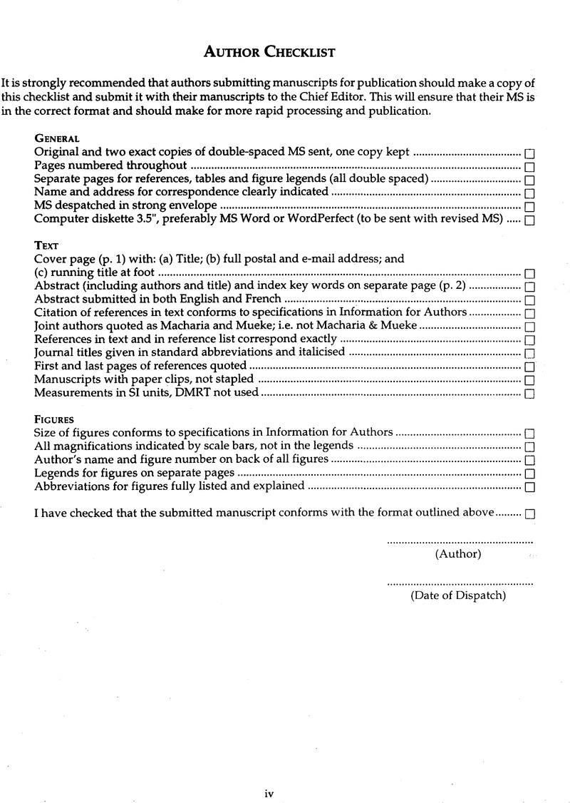 Author Checklist International Journal Of Tropical Insect Science Cambridge Core