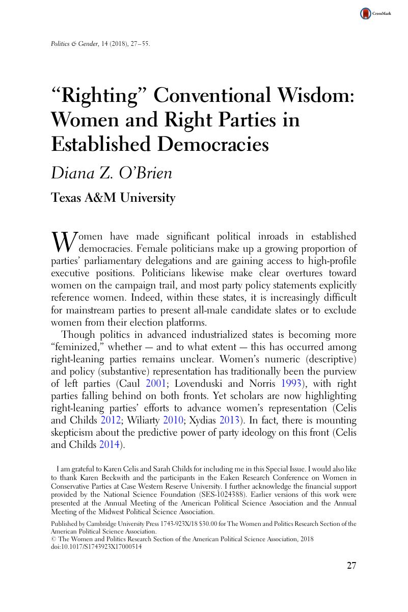 Trouble With Conventional Wisdom Is >> Righting Conventional Wisdom Women And Right Parties In Trouble With Conventional Wisdom Is >> Righting Conventional Wisdom Women And Right Parties In