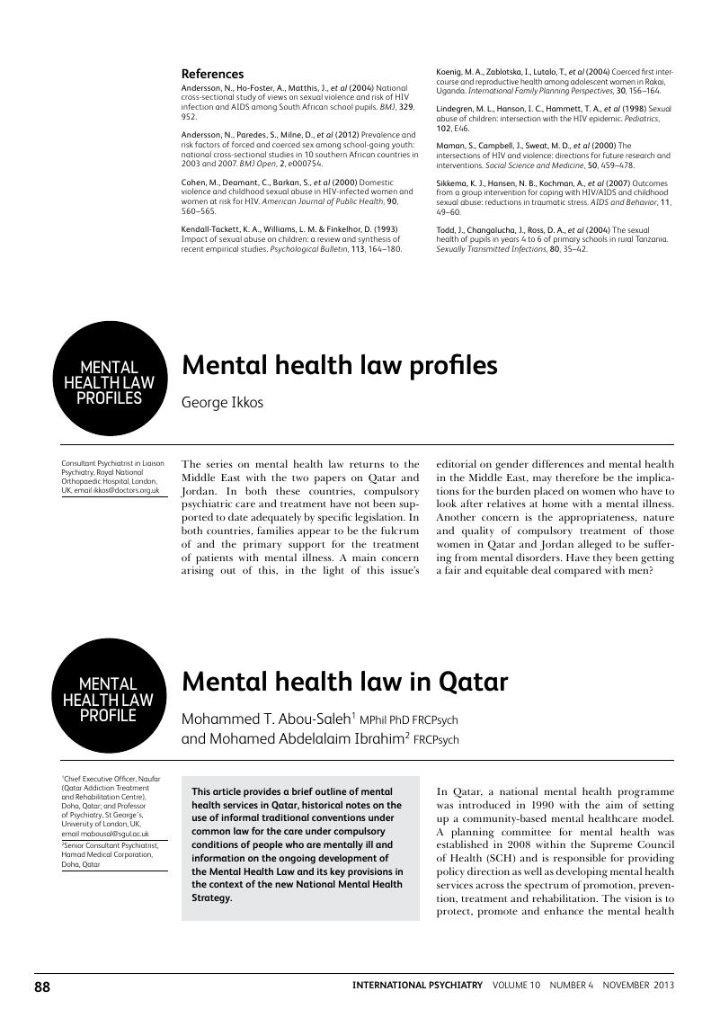 Mental Health Law Profiles International Psychiatry Cambridge Core