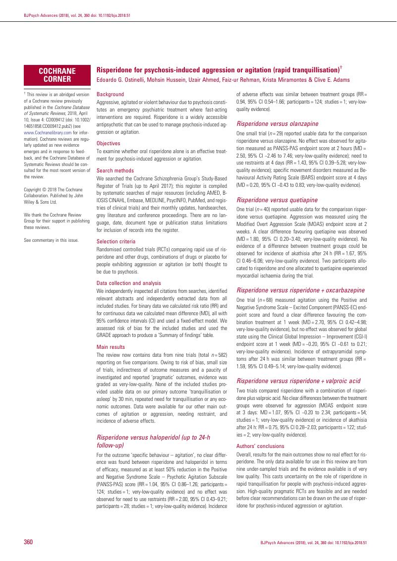 Risperidone Has No Effect On Core >> Risperidone For Psychosis Induced Aggression Or Agitation Rapid Risperidone Has No Effect On Core >> Risperidone For Psychosis Induced Aggression Or Agitation Rapid