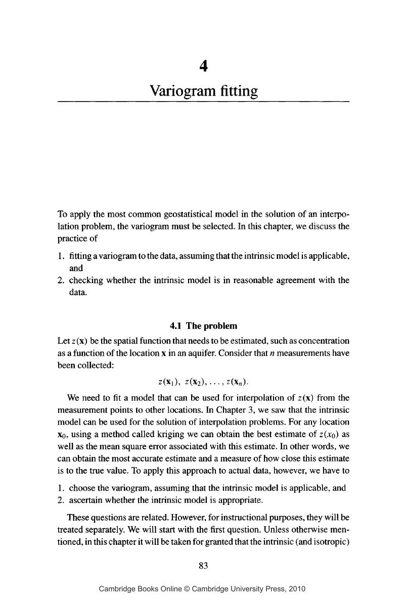 Variogram fitting (Chapter 4) - Introduction to Geostatistics